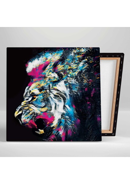 Kükreyen Aslan Grafiti Sokak Sanatı Street Art Kanvas Tablo