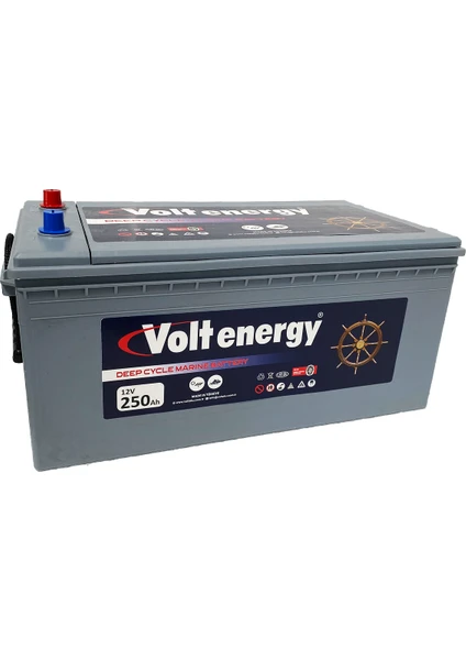 volt Energy 12 V 250 Amper Deep Cycle Marin Bakımsız Akü (Üretim 2024)