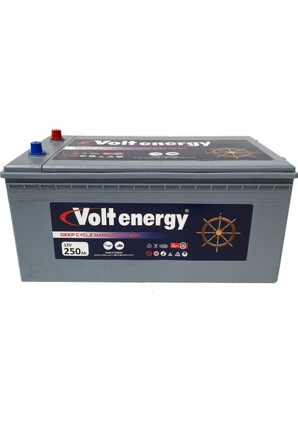 volt Energy 12 V 250 Amper Deep Cycle Marin Bakımsız Akü (Üretim 2024)