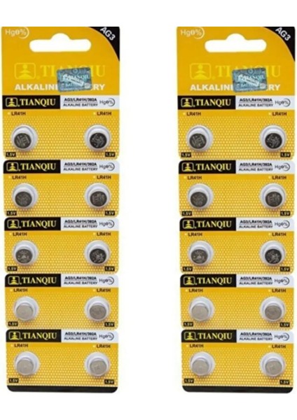 20 Adet Ag3 LR41 392 192 20 Adet Ateş Ölçer ve Saat Pili Tıanqıu