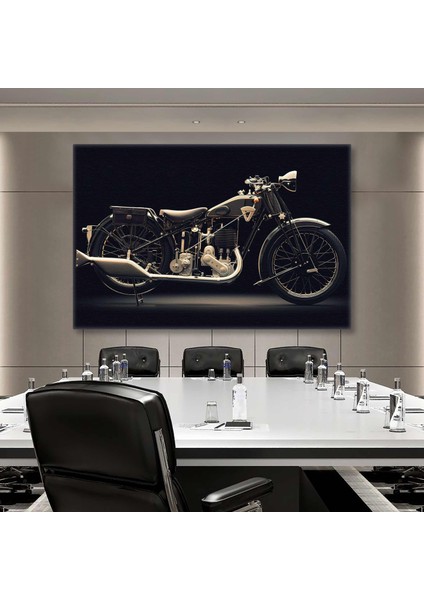 Gold Detaylı Klasik Motorsiklet Motorcycle Kanvas Tablo