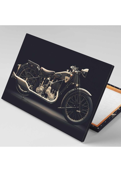 Gold Detaylı Klasik Motorsiklet Motorcycle Kanvas Tablo