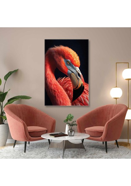 Flamingo Pembe Kuş Hayvan Dekor Allı Turna Kanvas Tablo