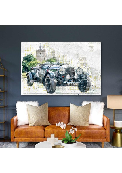 Klasik Araba Dekoratif Vintage Kanvas Tablo