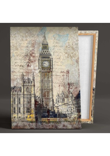 Londra Şehir Manzarası Nostaljik London Binalar Kanvas Tablo