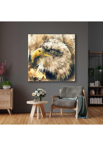 Grunge Efektli Kartal Eagle Hayvan Kanvas Tablo