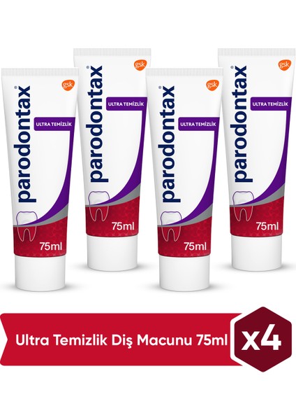 Ultra Temizlik Diş Macunu 75 ml x 4 Adet Plak Temizliği İçin Gelişmiş Formül