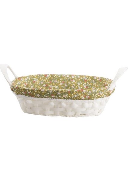 Beyaz Yeşil Pvc Örgü Sepet 27X20CM