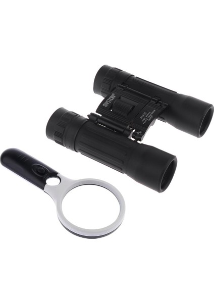 Dış Mekan 10X25 Binoküler Teleskop+3x 45X LED ile Elden Taşınır Büyüteç (Yurt Dışından)