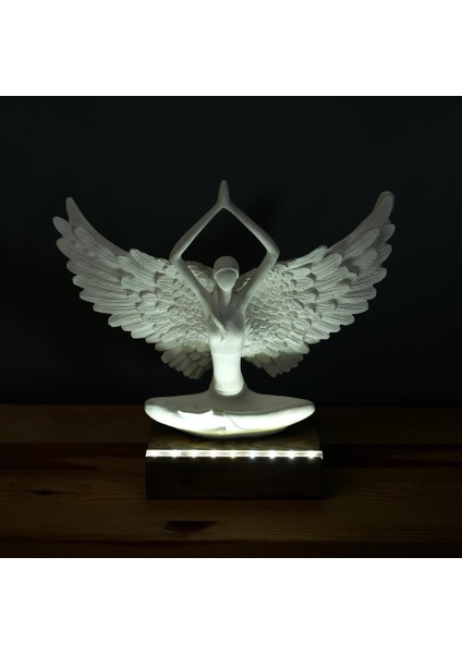 Işıklı Kişiselleştirilebilir Melek Kanatlı Yoga Yapan Kadın Biblo Gece Lambası Dekoratif Obje modelleri