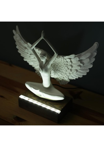 Işıklı Kişiselleştirilebilir Melek Kanatlı Yoga Yapan Kadın Biblo Gece Lambası Dekoratif Obje fırsatları
