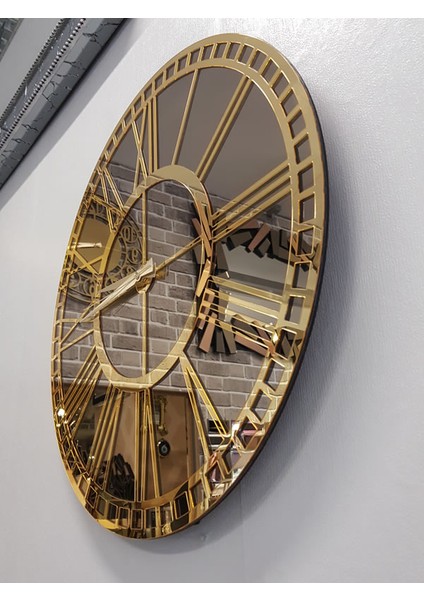 Golden Bronze Model Altın Bronz Renk 50 Cm Dekoratif Aynalı Duvar Saati fırsatları