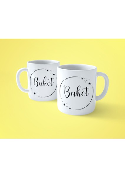 Buket Yıldızlı Çerçeveli Isimli Baskılı Kupa Bardak fiyatları