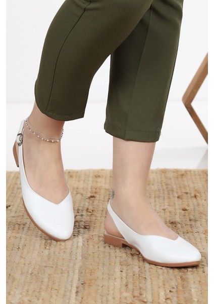 Kadın Misty Beyaz Arkası Acık Sivri Burun Günlük Babet indirimleri