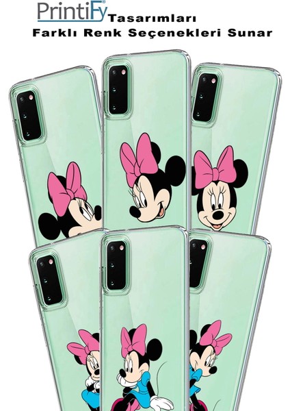 Apple iPhone 7 Plus Uyumlu Kapak Minnie Mouse Tasarımlı Şeffaf Silikon Kılıf