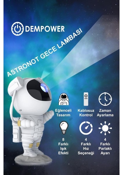 Projektör Astronot Işıklı Galaksi Projeksiyon Gece Lambası fiyatları