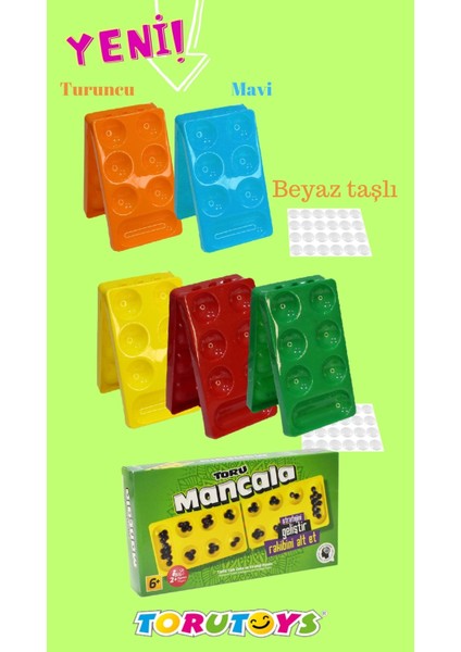 5 Adet Mangala Strateji Turnuva Zeka Oyunu Sarı ,beyaz Taşlı