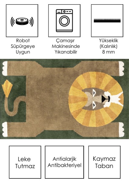 Makinede Yıkanabilir Kaymaz Taban Leke Tutmaz Antialarjik Çocuk Odası Halısı Oyun Matı fiyatları