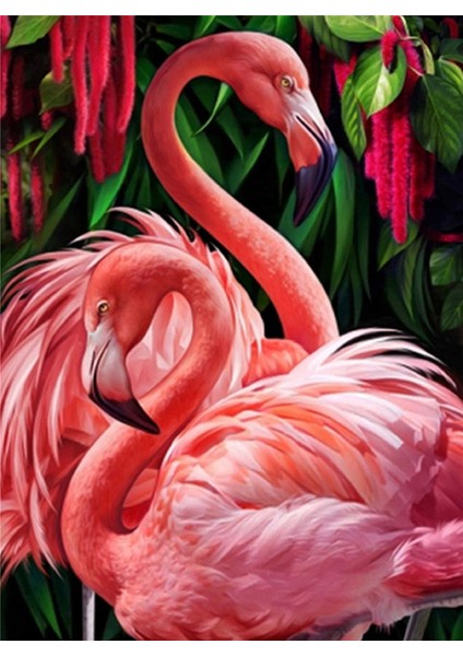 Çiçekler Flamingo Dıy Elmas Mozaik Tablo Mozaik Puzzle 30X40 Cm (Yurt Dışından)