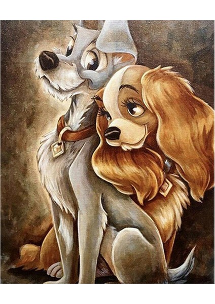 Çift Köpek Dıy Elmas Mozaik Tablo Mozaik Puzzle 30X40 Cm Dekorları Tablo (Yurt Dışından)