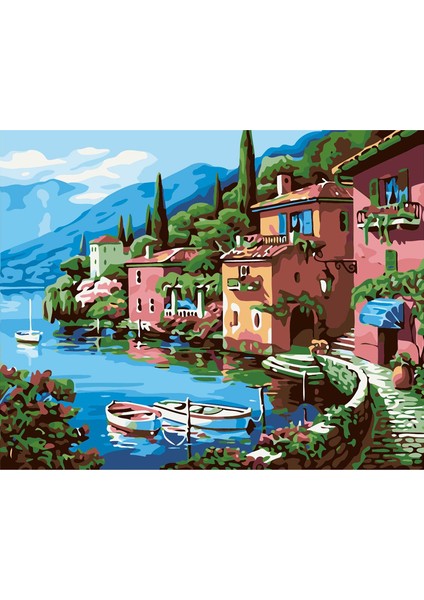 Göl Şehir Dıy Elmas Mozaik Tablo Mozaik Puzzle 30X40 Cm Dekorları Tablo (Yurt Dışından)