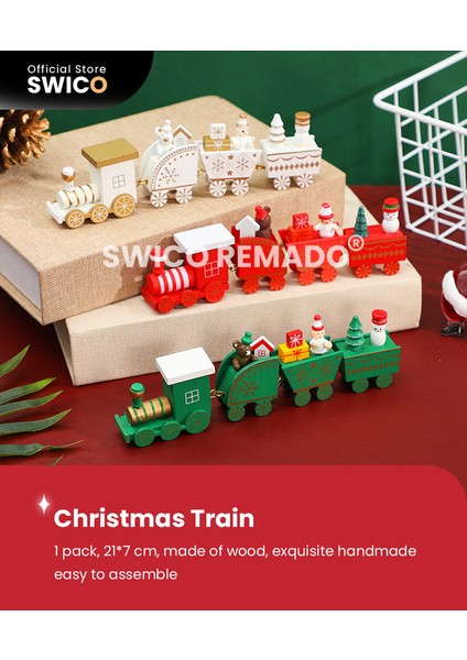 Yaratıcı Noel Dekorasyonu Ahşap Noel Treni 1 Adet (Yurt Dışından)