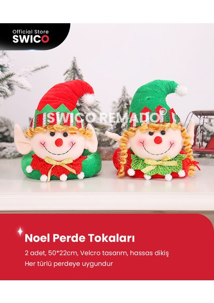 Yaratıcı Noel Perde Tokası 2 Adet (Yurt Dışından)