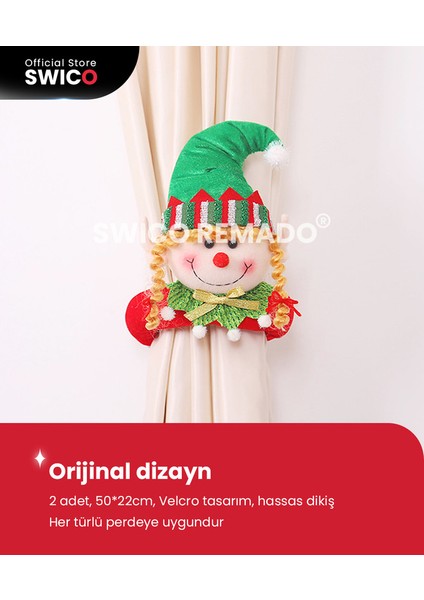 Yaratıcı Noel Perde Tokası 2 Adet (Yurt Dışından)