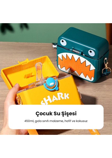 450ML Sevimli Köpekbalığı Modeli Çocuk Su Şişesi - Yeşil (Yurt Dışından) modelleri