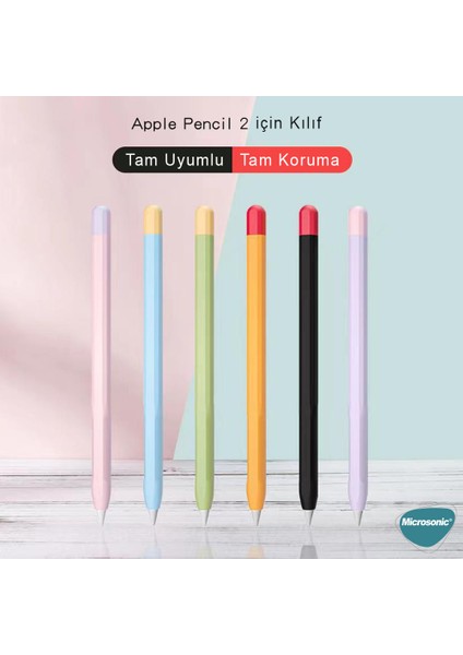 Apple Pencil (2. Nesil) Kılıf Mat Silikon Sarı Mavi