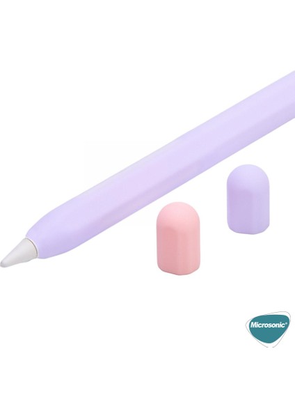 Apple Pencil (2. Nesil) Kılıf Mat Silikon Pembe Lila