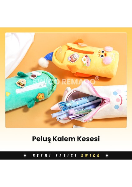 Sevimli Peluş Kalem Kutusu - Kırmızı/beyaz (Yurt Dışından)