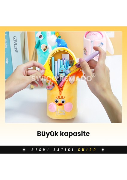 Sevimli Peluş Kalem Kutusu - Kırmızı/beyaz (Yurt Dışından)