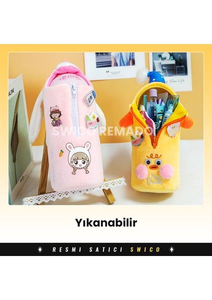 Sevimli Peluş Kalem Kutusu - Kırmızı/beyaz (Yurt Dışından)