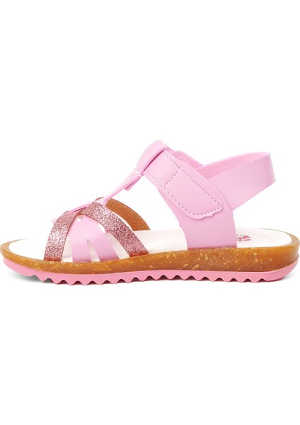 77Y22-P Pembe Simli Kız Çocuk Sandalet