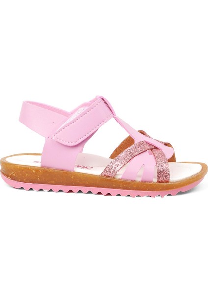 77Y22-P Pembe Simli Kız Çocuk Sandalet