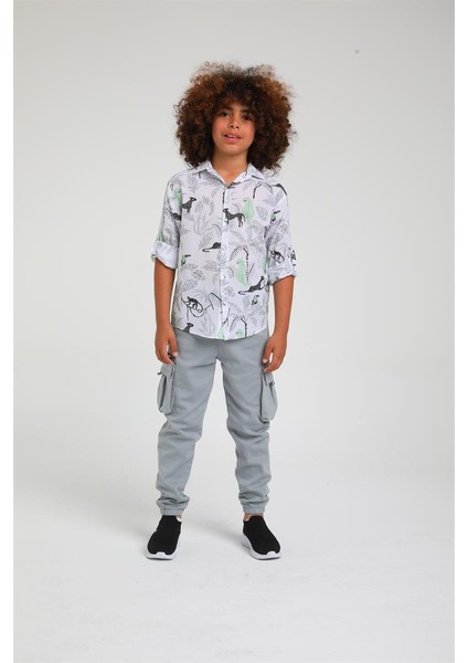 Hayvan Baskılı Gömlek - Yeşil fiyatları