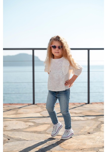 Önü Gipürlü Uzun Kol Bluz - Beyaz fiyatları