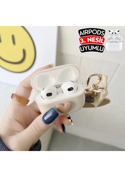 Airpods 3. Nesil Uyumlu Kalpli Koruyucu Kılıf, Darbeye Dayanıklı Kopçalı Silikon Kılıf