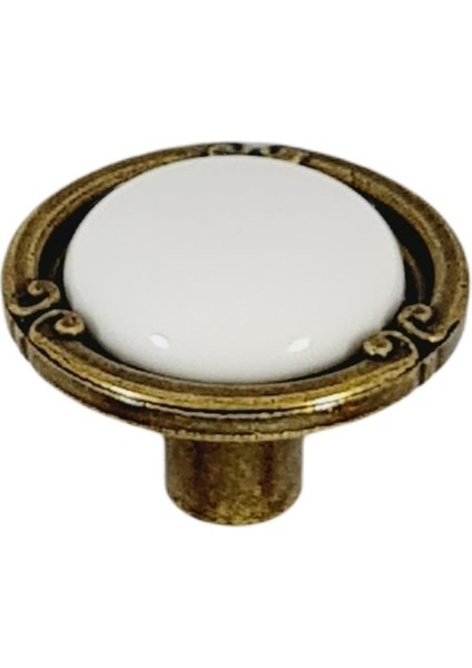 Narin Düğme Antik Sarı / Beyaz Kulp ( 10 Adet )