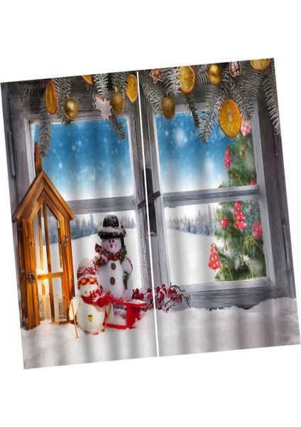 Noel Perdeleri Yatak Odası Su Geçirmez Noel Snowman 2 Panel Drapes # B (Yurt Dışından)