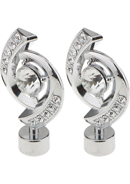 2x Rhinestone Pencere Perde Kutbu Uç Örtü Çubuğu Nihai Kafa Çapı 28MM- Gümüş (Yurt Dışından)