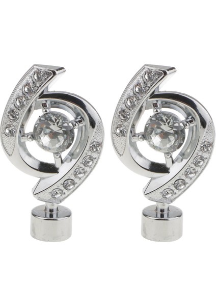 2x Rhinestone Pencere Perde Kutbu Uç Örtü Çubuğu Nihai Kafa Çapı 28MM- Gümüş (Yurt Dışından)