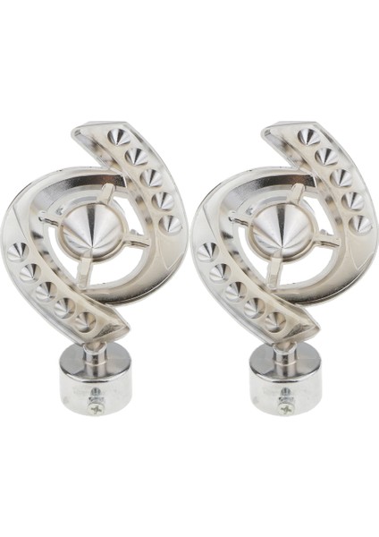 2x Rhinestone Pencere Perde Kutbu Uç Örtü Çubuğu Nihai Kafa Çapı 28MM- Gümüş (Yurt Dışından)