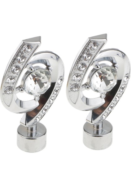 2x Rhinestone Pencere Perde Kutbu Uç Örtü Çubuğu Nihai Kafa Çapı 28MM- Gümüş (Yurt Dışından)