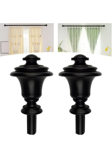 2 Adet Perde Çubuk Finials Pencere Arıtma Donanımı Oturma Odası Için Ev 6 # Schwarz (Yurt Dışından)