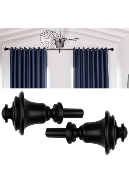 2 Adet Perde Çubuk Finials Pencere Arıtma Donanımı Oturma Odası Için Ev 6 # Schwarz (Yurt Dışından)
