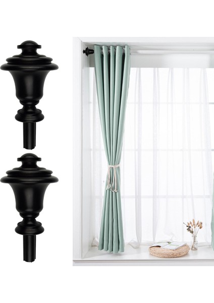 2 Adet Perde Çubuk Finials Pencere Arıtma Donanımı Oturma Odası Için Ev 6 # Schwarz (Yurt Dışından)