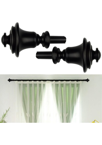 2 Adet Perde Çubuk Finials Pencere Arıtma Donanımı Oturma Odası Için Ev 6 # Schwarz (Yurt Dışından)