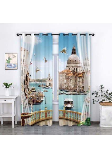 Polyester Fiber Pencere Drapes Çocuklar Için Sahne Sahnesi Desen Banyo Stili 1 150X166CM (Yurt Dışından)